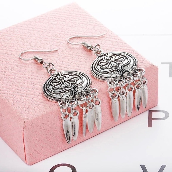 Any 3/$25! Silver Fringed Boho Dangle Earrings - Picture 2 of 9